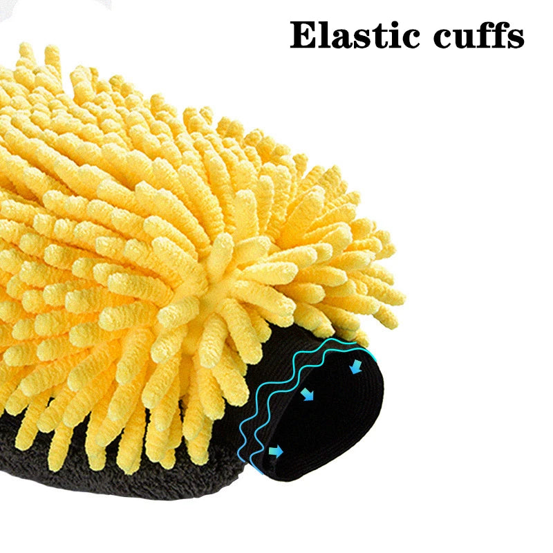Large Microfiber Car Wash Mitt Waterproof Chenille Gloves Thick Car Cleaning Mitt Wax Detailing Auto Care Double-faced Glove