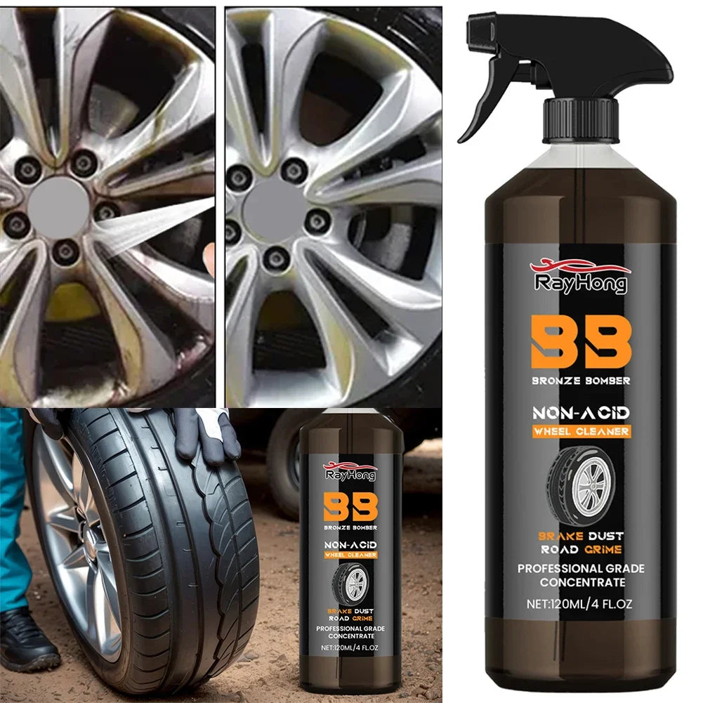 Powerful Wheel Cleaner 120ml Powerful Rim Brake Buster Spray Car Detailing Brake Dust Remover for Cleaning Wheels and Tires