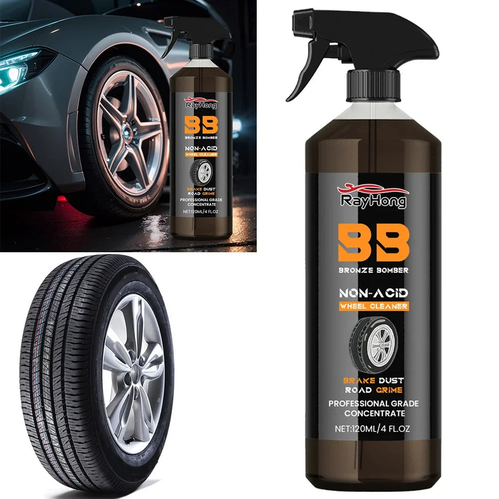 Powerful Wheel Cleaner 120ml Powerful Rim Brake Buster Spray Car Detailing Brake Dust Remover for Cleaning Wheels and Tires