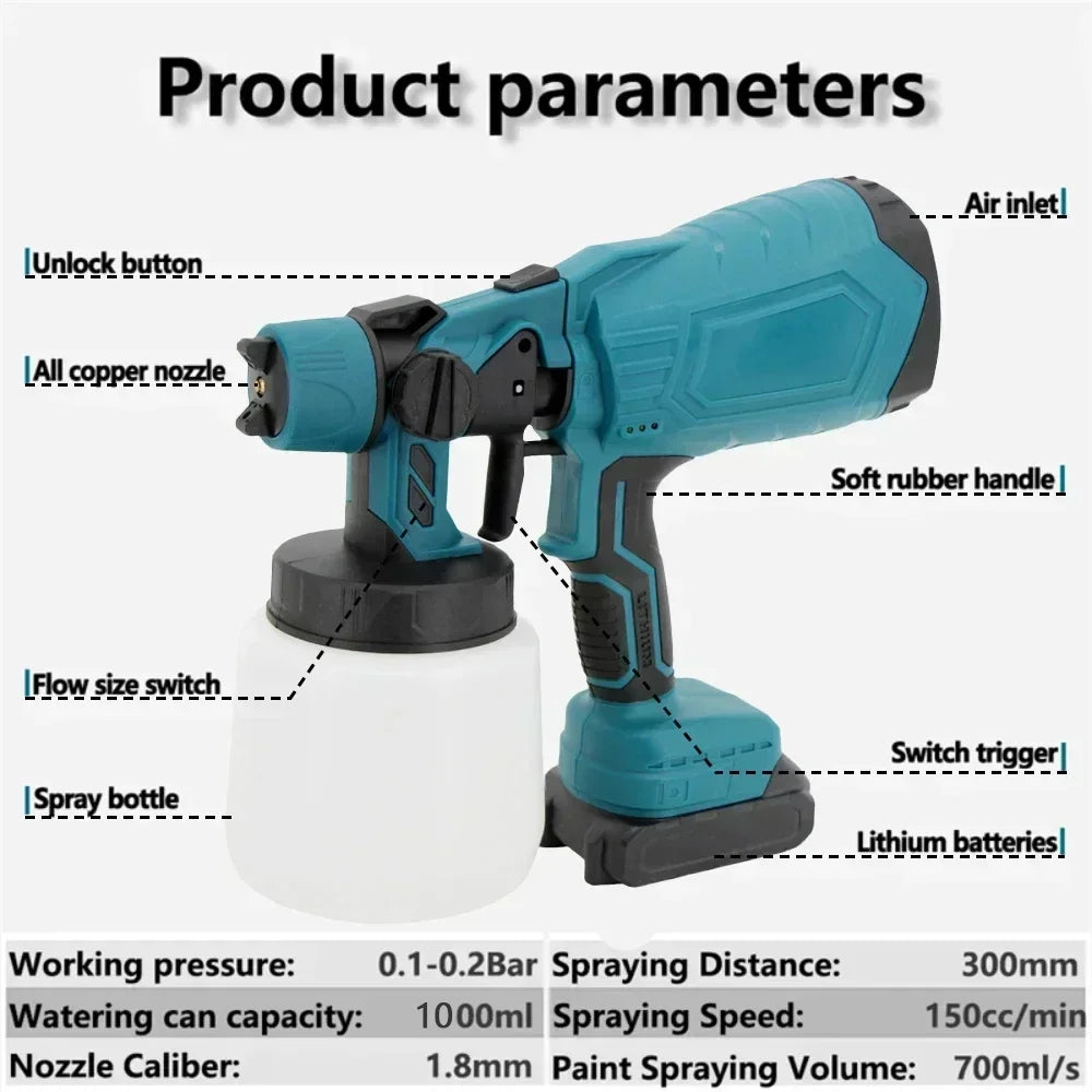 1000ML Cordless Paint Sprayer Spraying Tools For Makita 21V Battery Battery For Home Interior