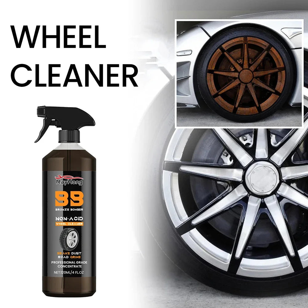 Powerful Wheel Cleaner 120ml Powerful Rim Brake Buster Spray Car Detailing Brake Dust Remover for Cleaning Wheels and Tires